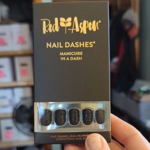 Red Aspen Black Glitter Nail Dashes